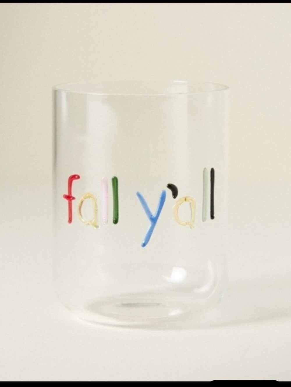 Anthropologie The Love Note Icon Juice Glass with Multicolor 'fall y'all'